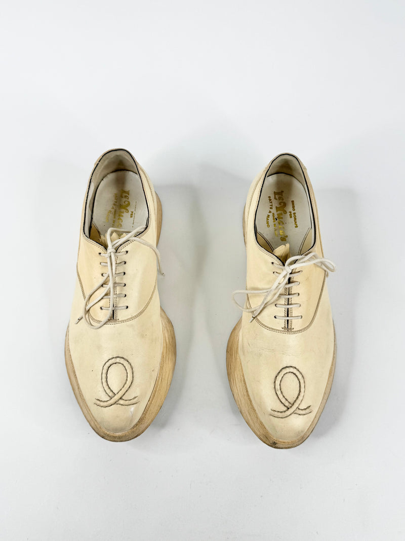 Le Yucca's Cream Platform Lace Ups - EU38