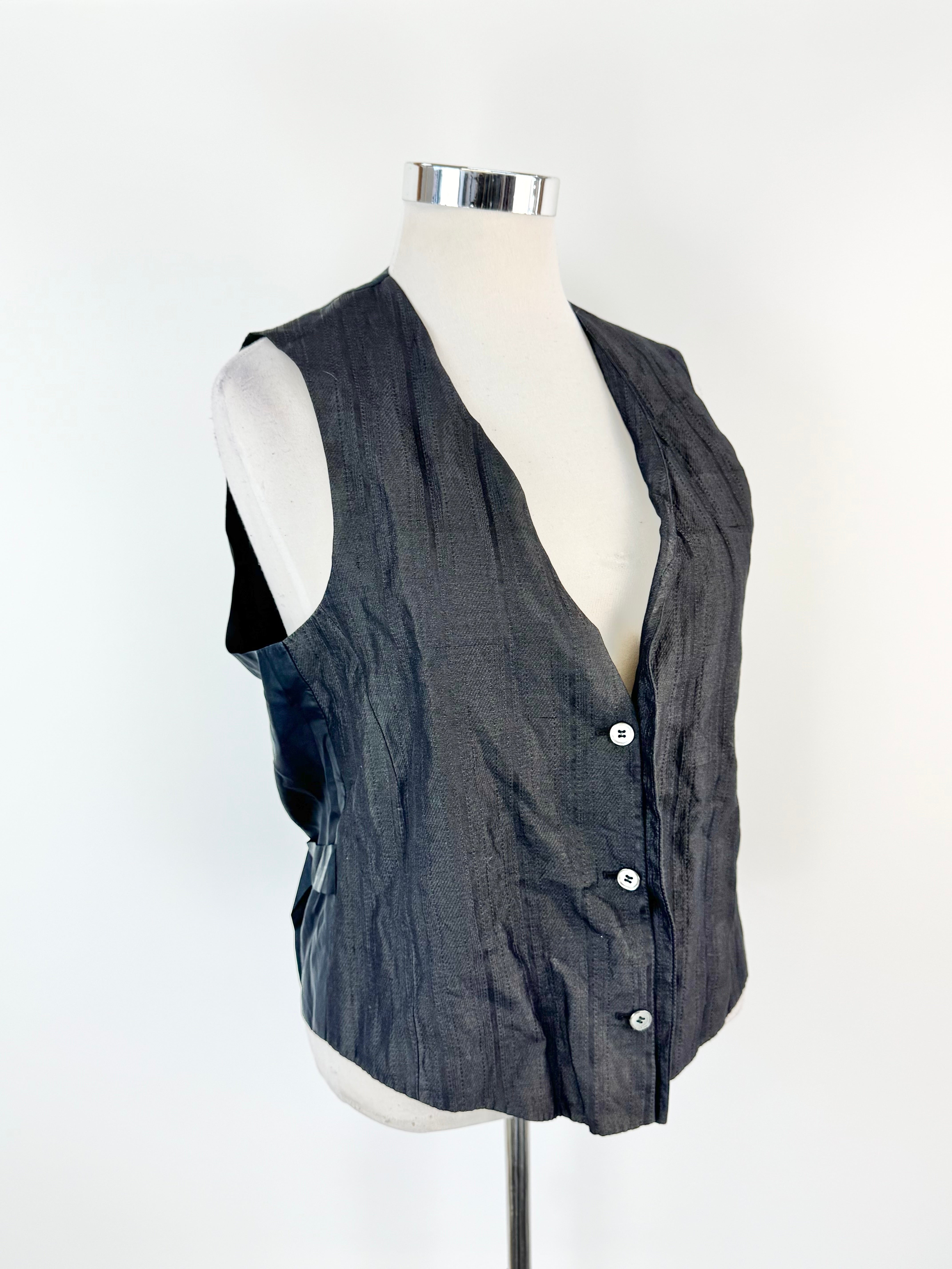 Pal Zileri Black Silk Blend Waistcoat - M