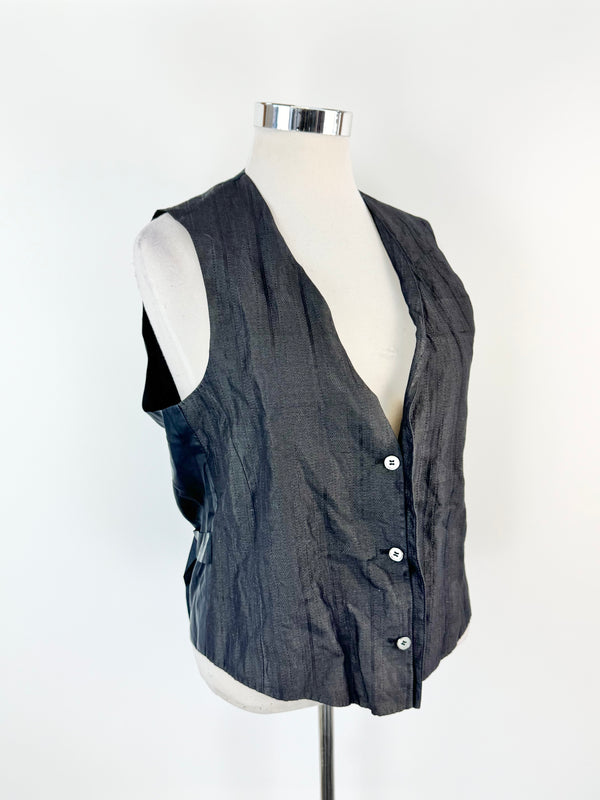 Pal Zileri Black Silk Blend Waistcoat - M