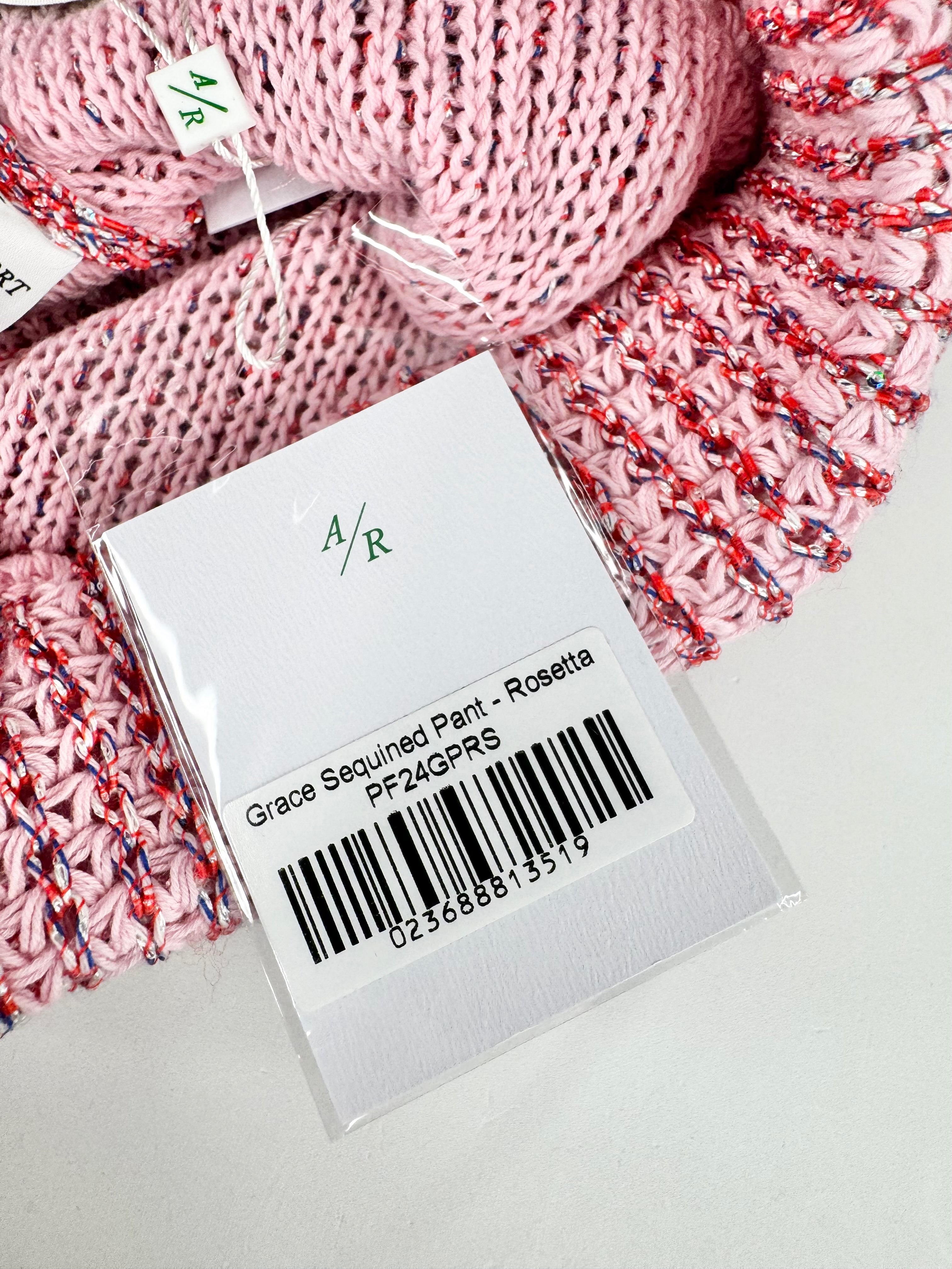 Astra Resort Pink Sequinned Knit Pants and Jacket Set Size S