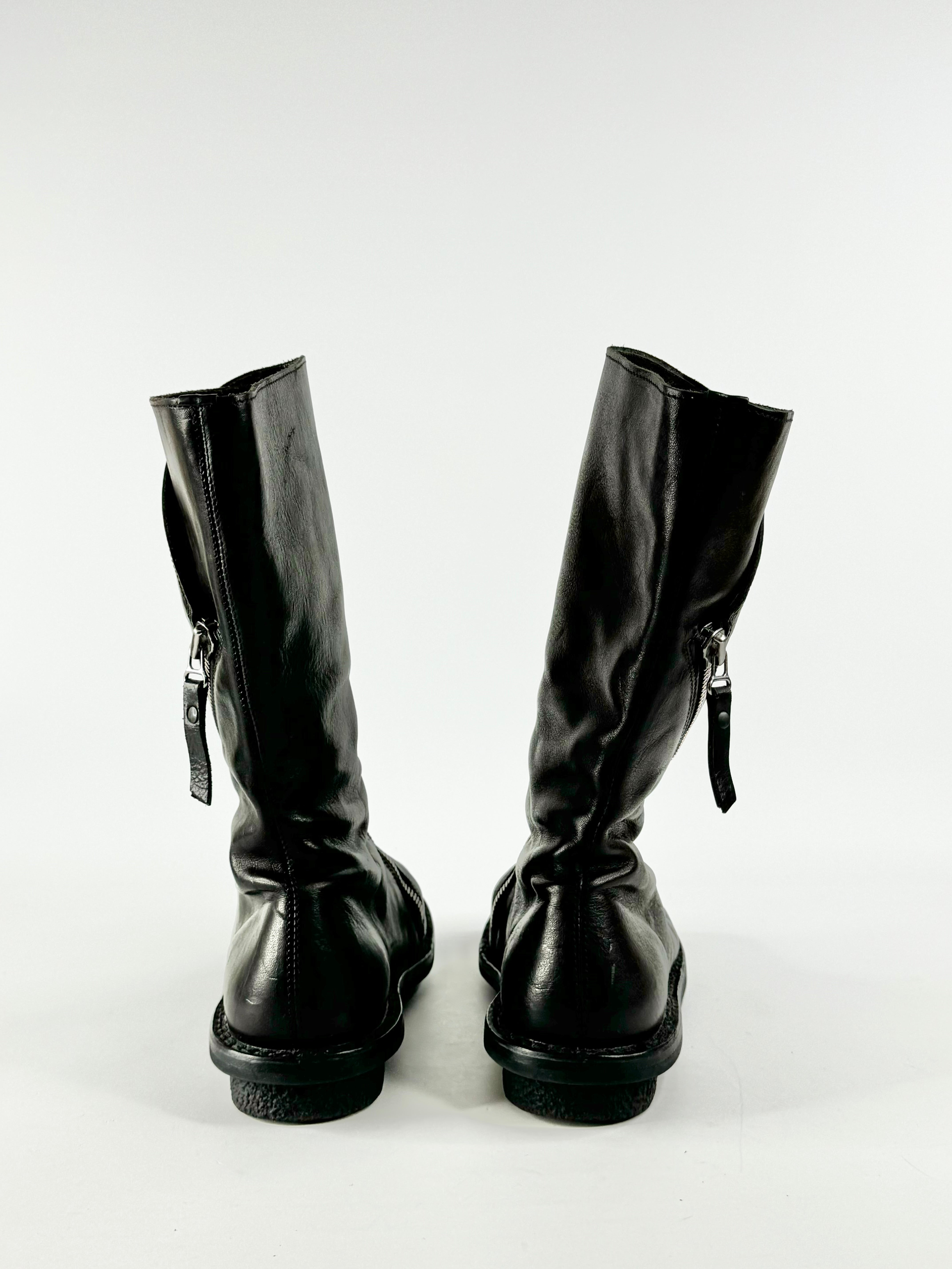 Trippen Black Zipper Calf Boots - EU38