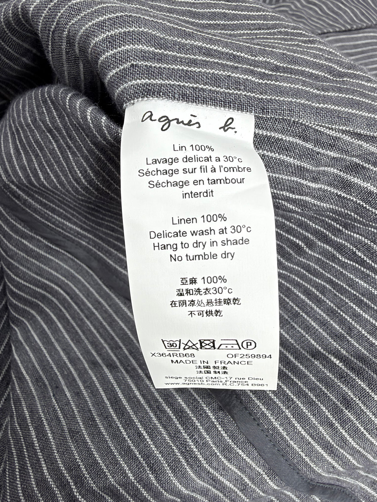Agnès B.  Grey & White Pinstripe Tailored Slim Fit Blazer - AU8/10