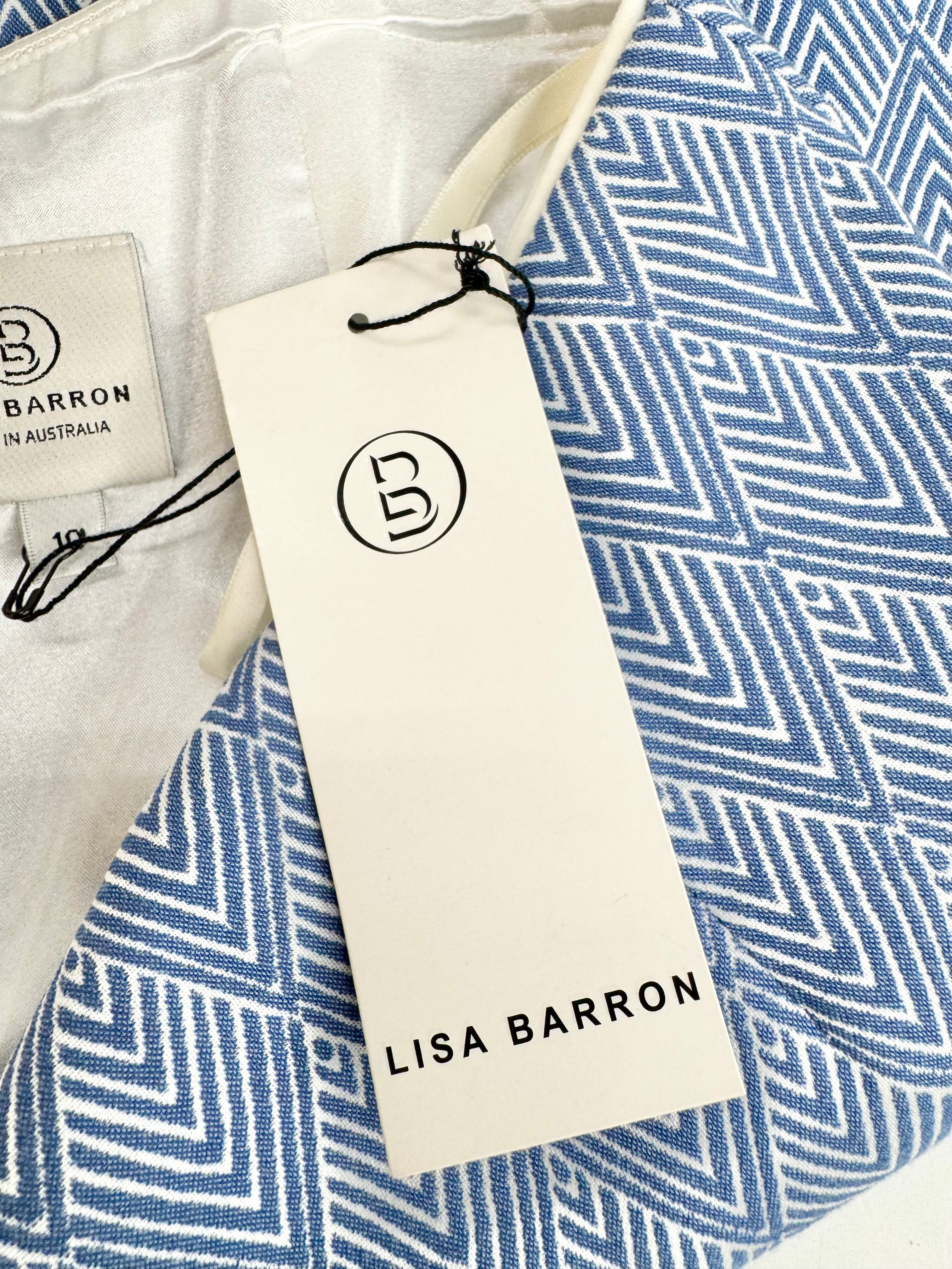 Lisa Barron Blue & White Chevron Pattern 2 Piece Suit - AU10 & AU12
