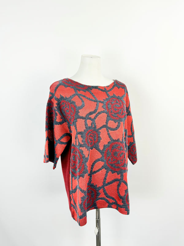 Dries van Noten Red Rose Knitwear Top - AU6/8