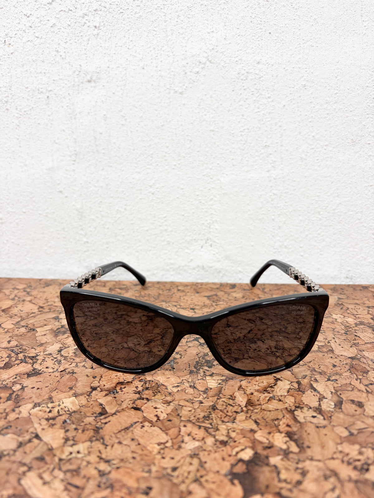 Chanel Black 5280-Polarised Chain Temple Squared Sunglasses