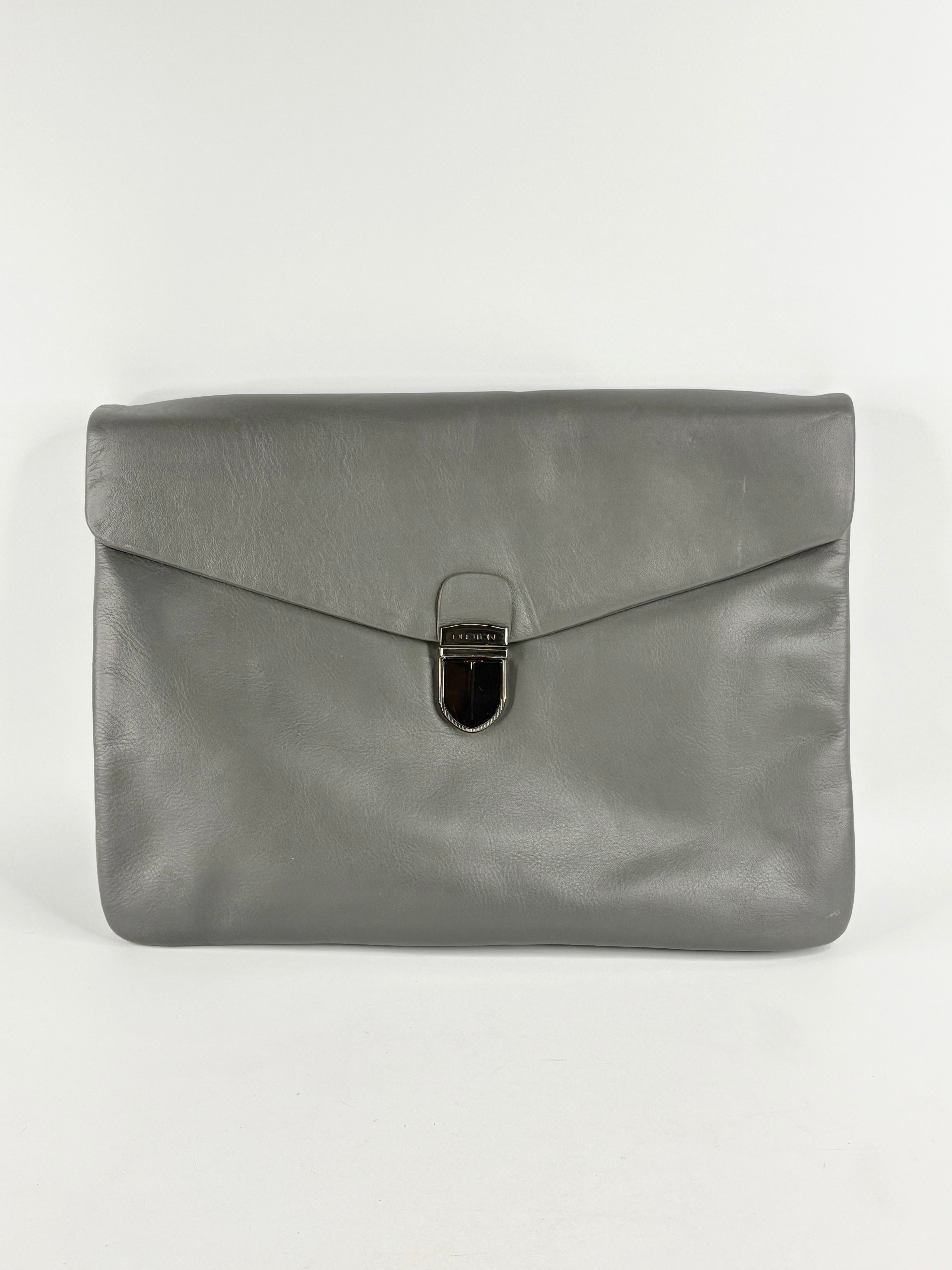 Oroton Slate Smooth Leather Laptop Case