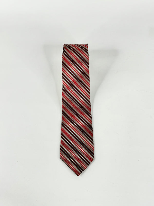 Christian Dior Monsieur Red Striped Silk Tie