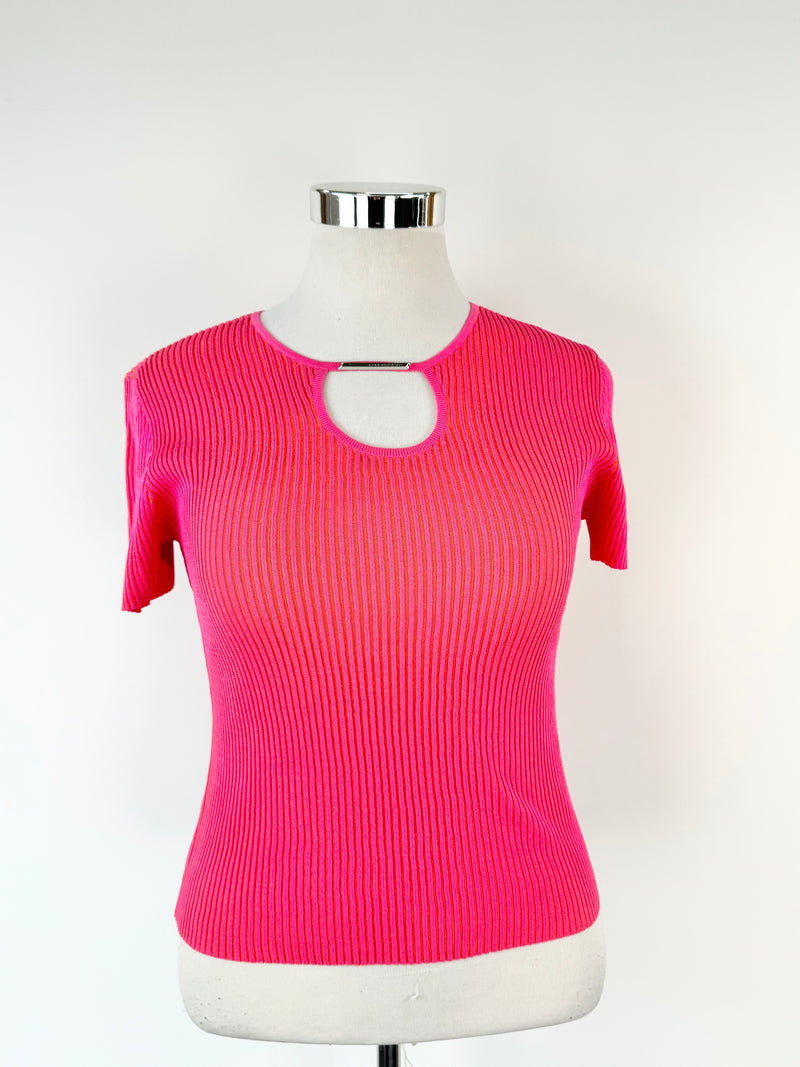 Sass & Bead Hot Pink & Orange 'Sugar Pill' Knit Top NWT - XL