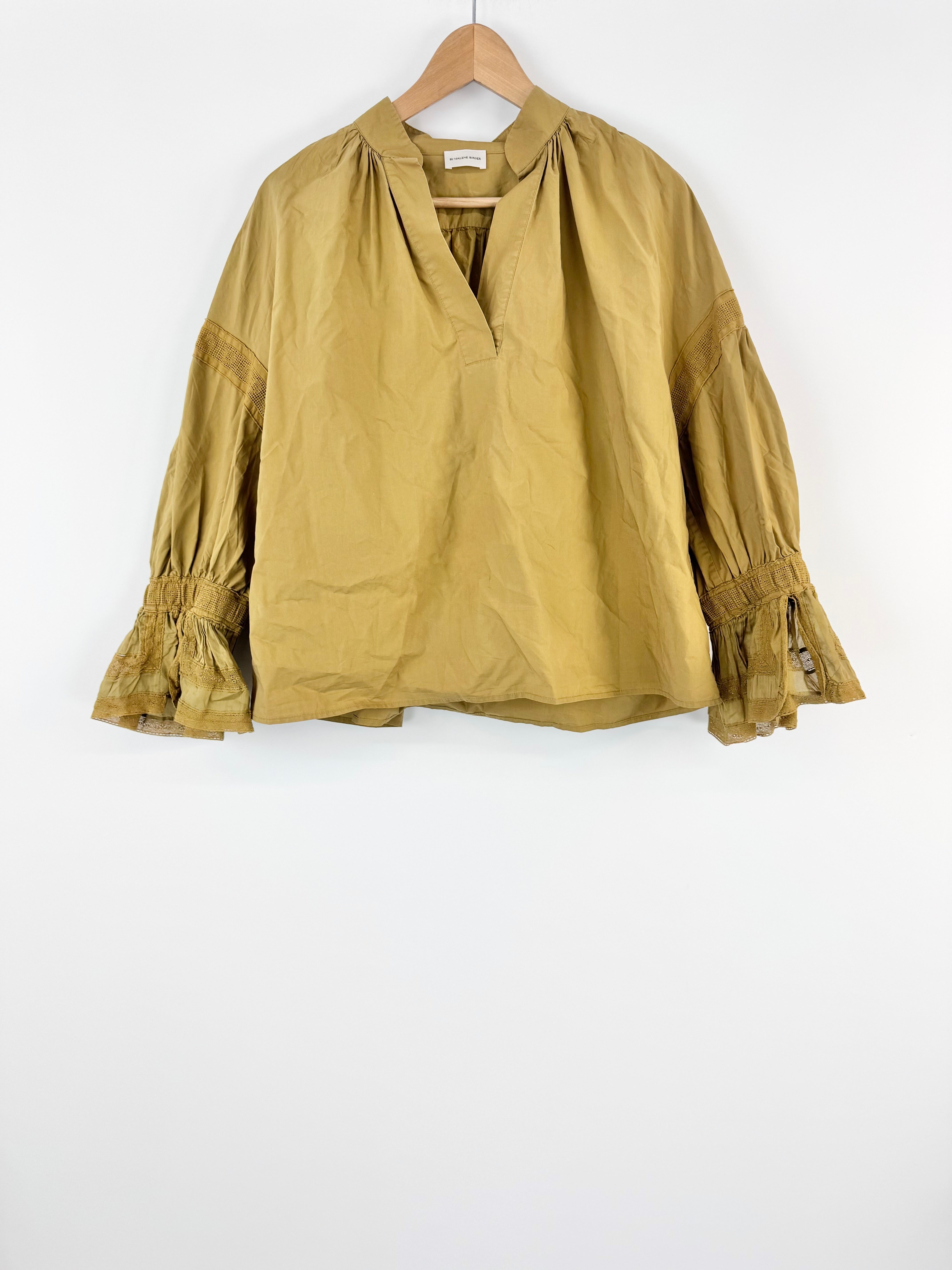 By Malene Birger Khaki Puff Sleave 'Byronia' Blouse - AU10