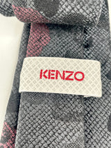 Kenzo Black with Rose Florals Silk Tie