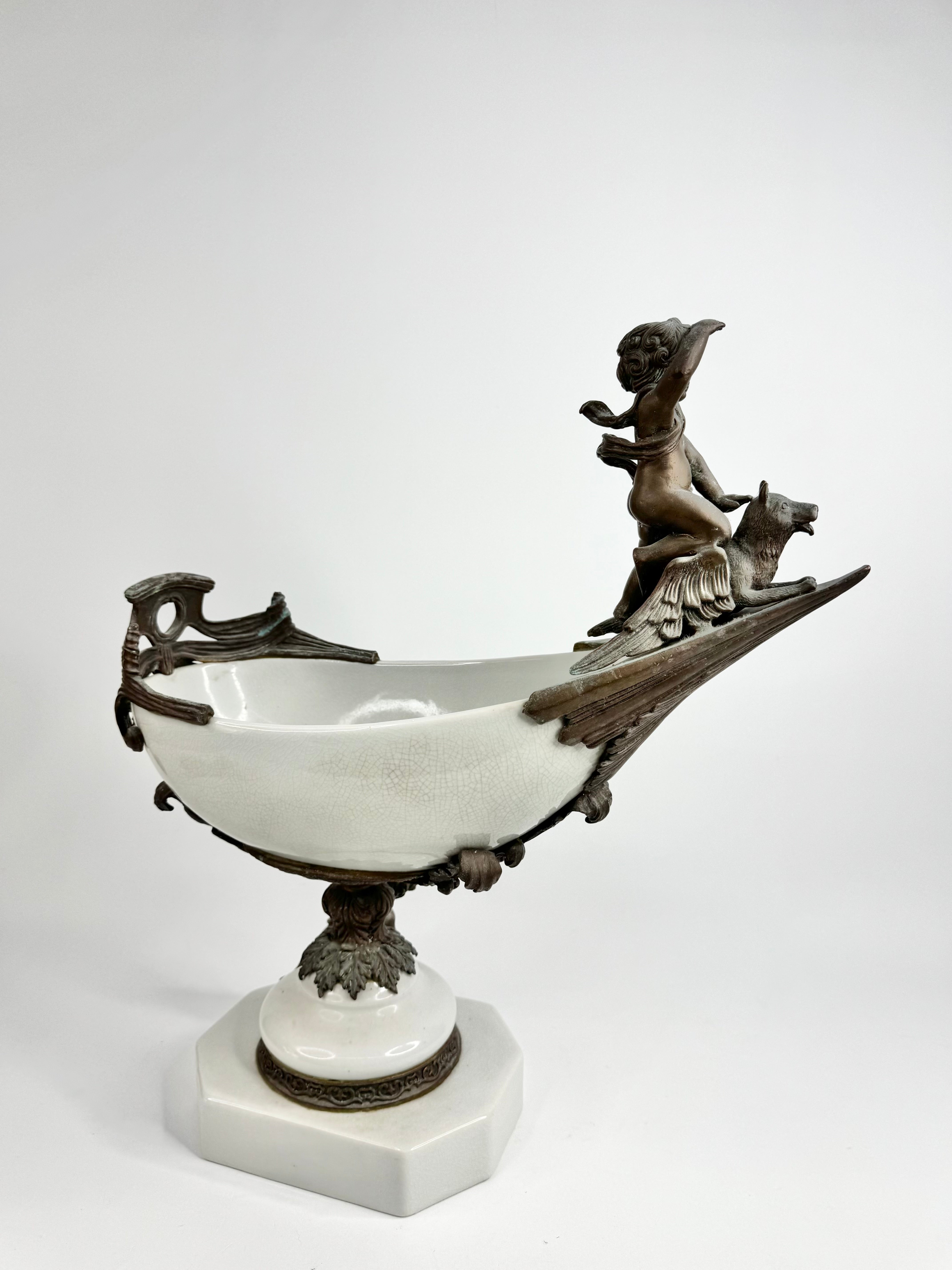 Vintage R.M. Hall Pty Ltd Art Nouveau Style Cherub Gondola Centrepiece Bowl