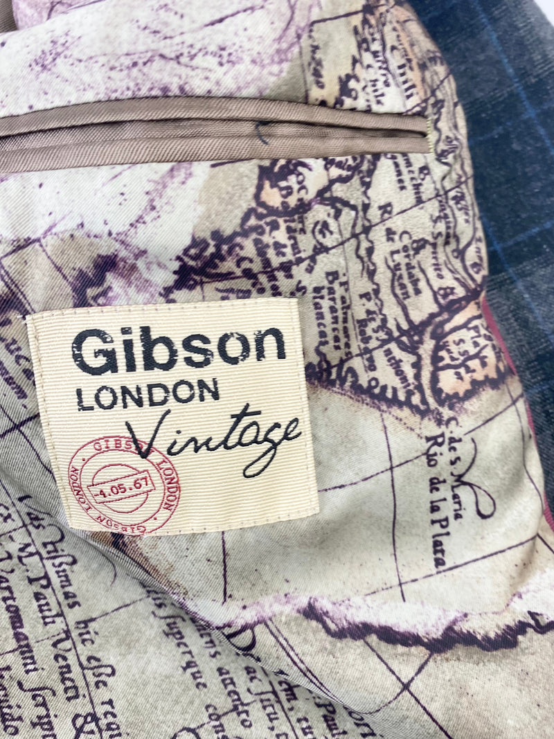 Gibson Charcoal Grey Plaid Wool Blend Blazer - 52