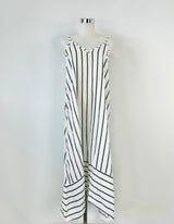 Terzo Millenio White & Blue Striped Linen Dress - AU8/10