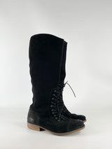 E.O.S Black 'Jodpur' Suede Knee High Boots - EU39