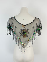 Vicsin Australia Vintage Black Mesh Embellished Mini Cape