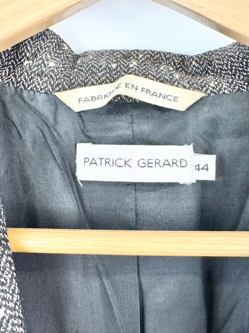 Patrick Gerard Cream & Brown Herringbone Wool Blend Blazer - AU10/12