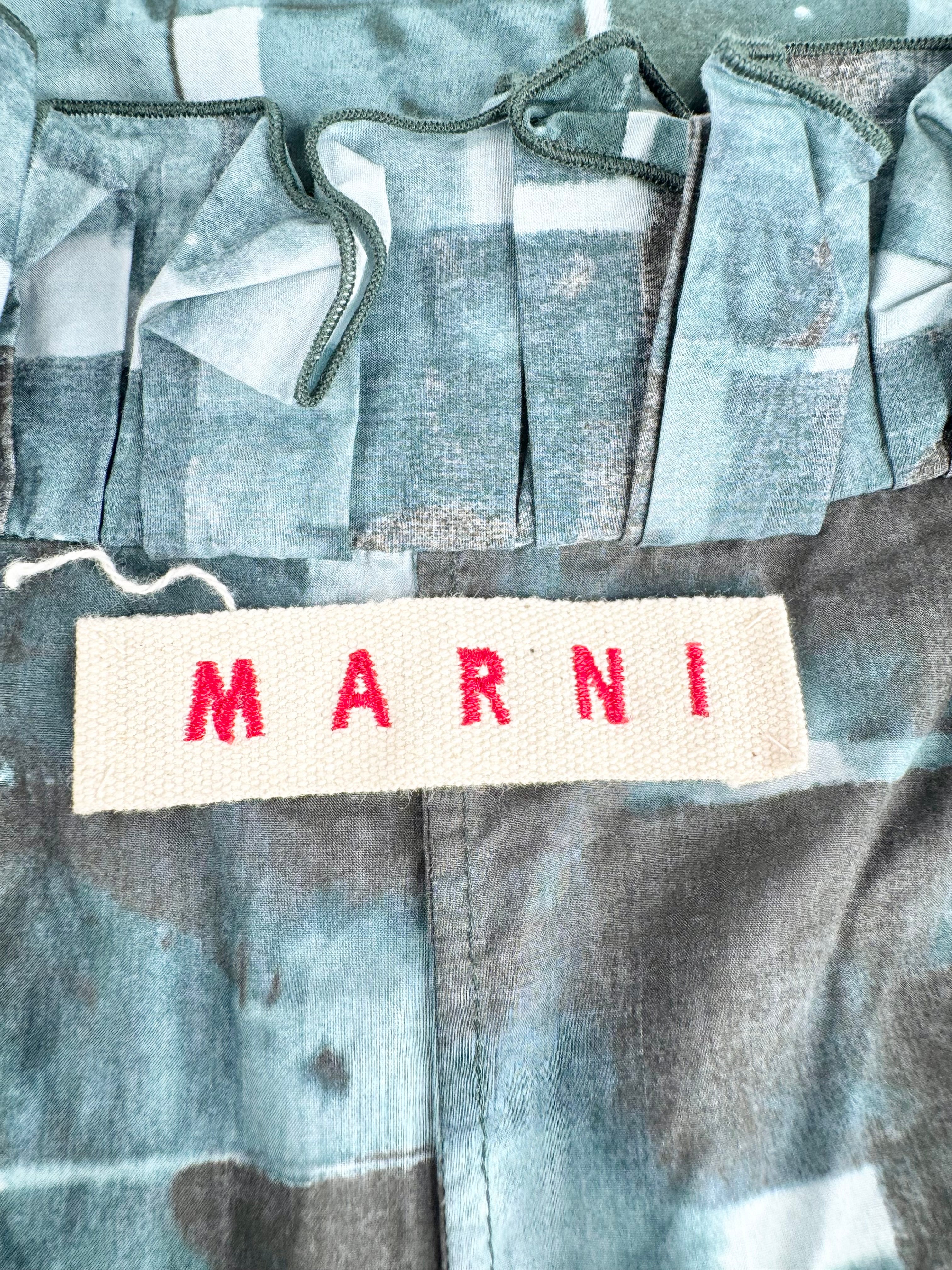 Marni Blue Abstract Pattern Sleeveless Dress - AU8/10