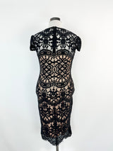 Goddiva London Black Lace Biege Body Con Dress - AU12