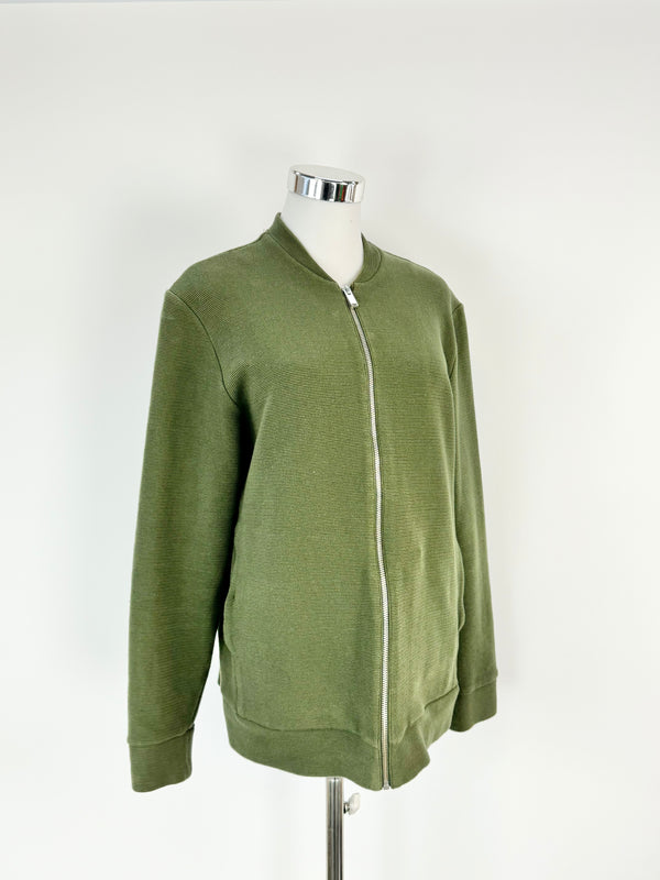 Cos Ribbed Green Zippered Fabric Jacket - AU12