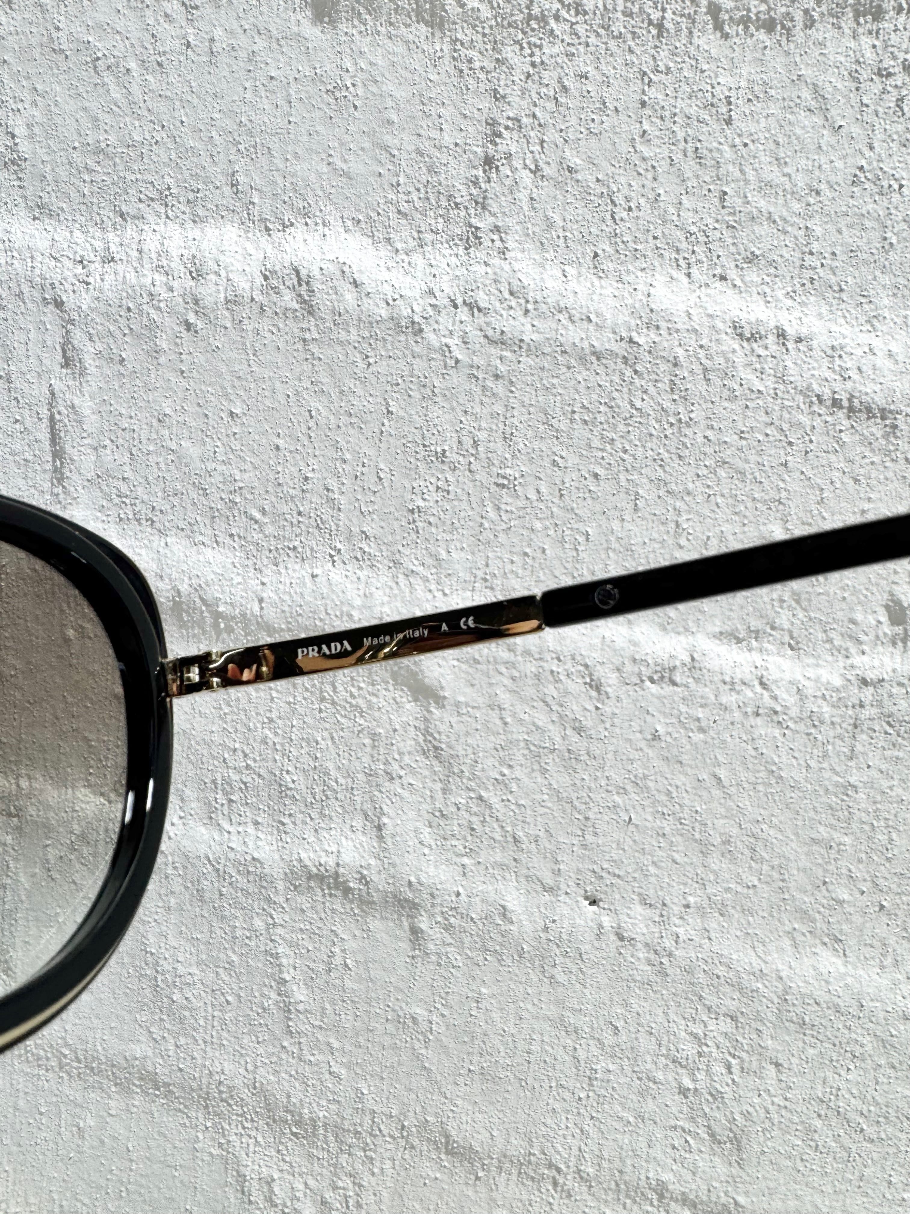 Prada SOR54Y Black Oversized Round Sunglasses