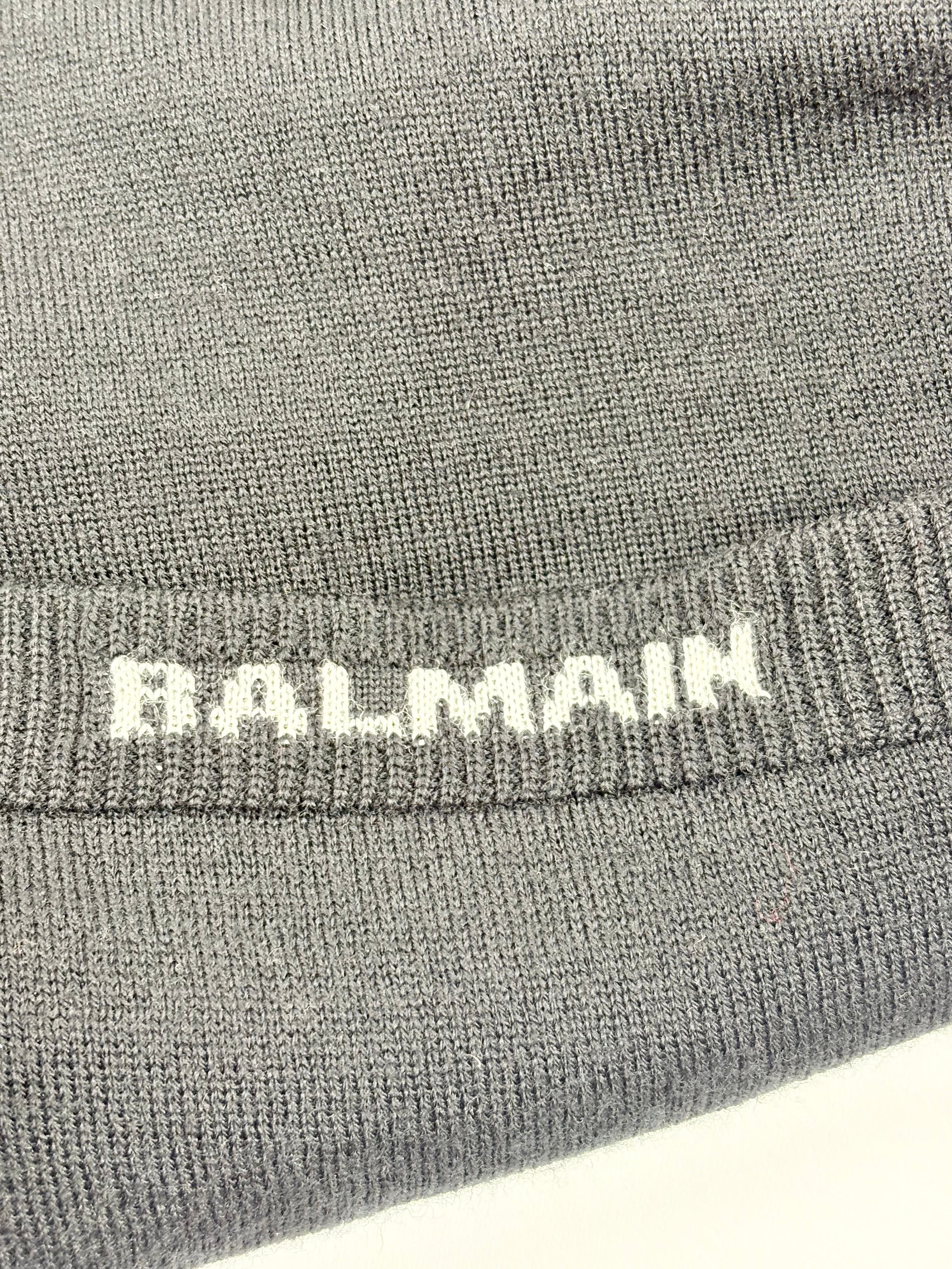 Balmain Black & Cream Trims Wool Polo - XXL