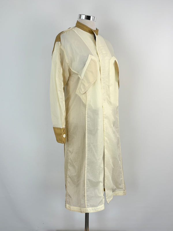 Initial Fashion Sheer Beige Nylon Coat - AU12