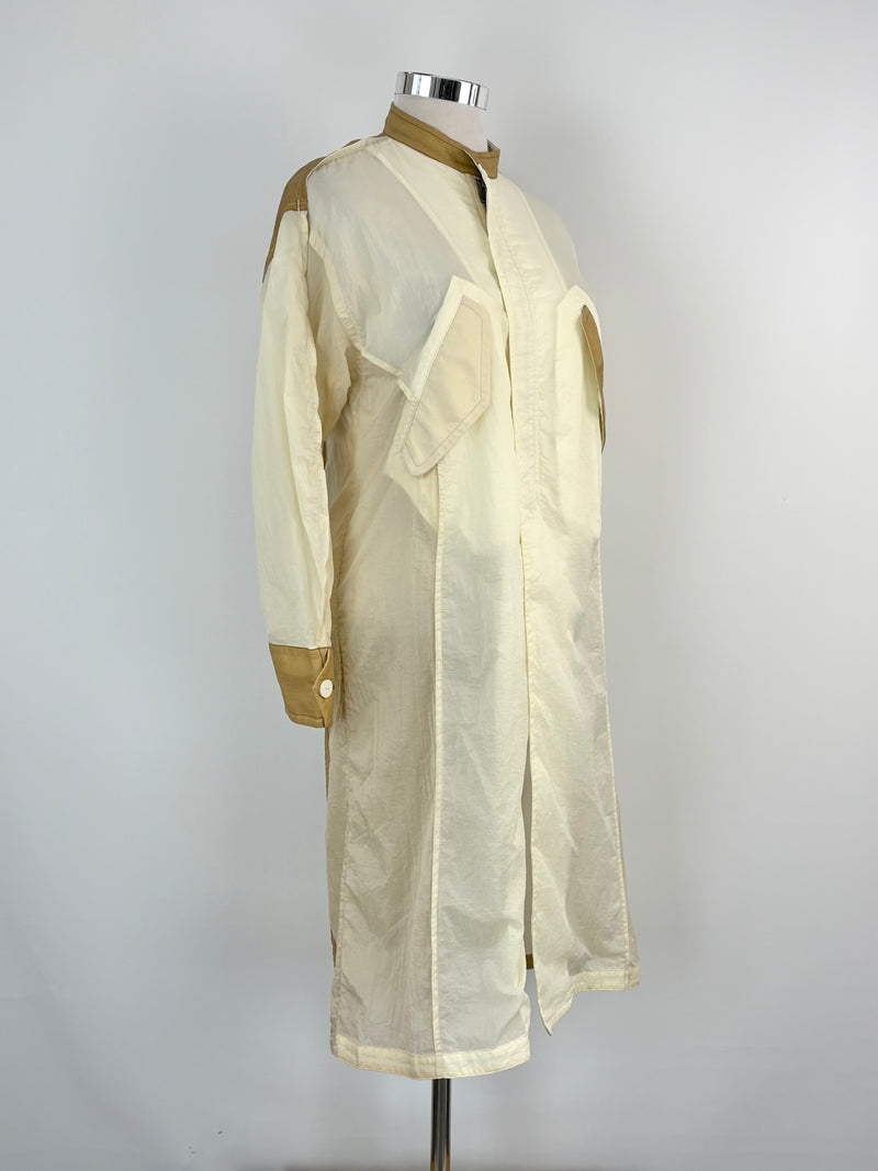 Initial Fashion Sheer Beige Nylon Coat - AU12