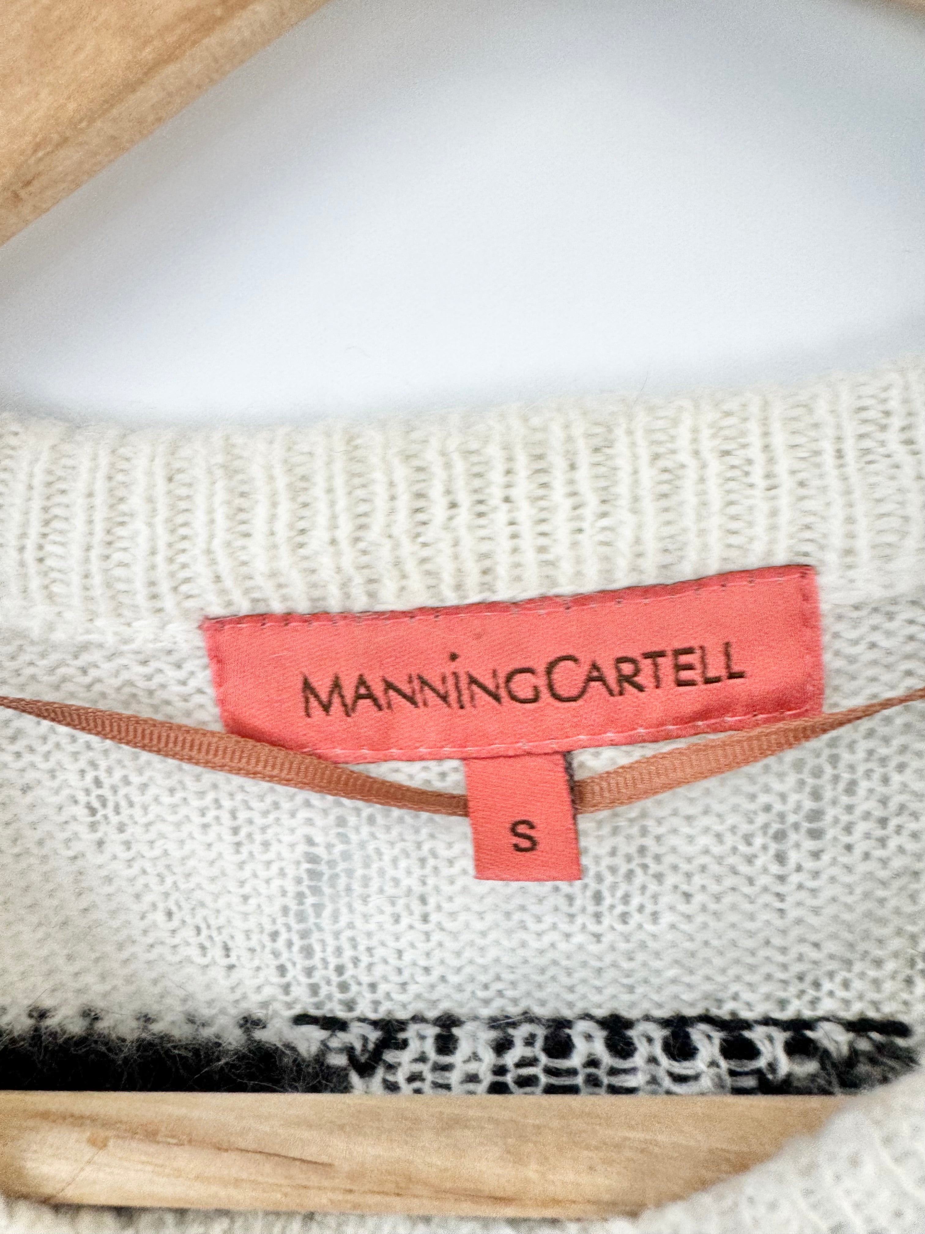 Manning Cartel White & Black Pattern Angora Blend Vest - AU8/10