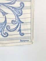 Jacqmar Cream & Blue Paisley Silk Scarf