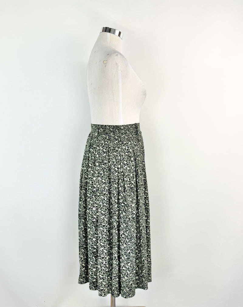 Vintage Karl Lagerfeld Floral Polyester Pleated Skirt - AU10
