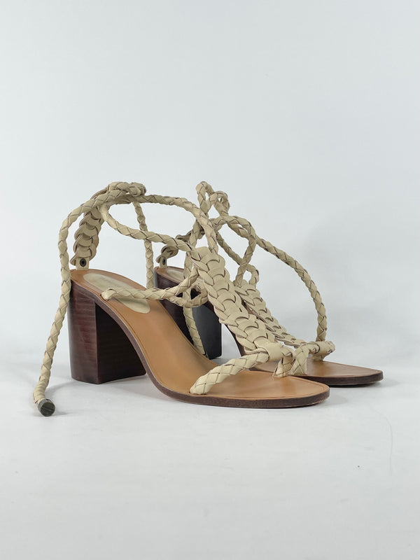 Zimmermann Beige & Tan Leather Rope-Tie Sandals - EU39