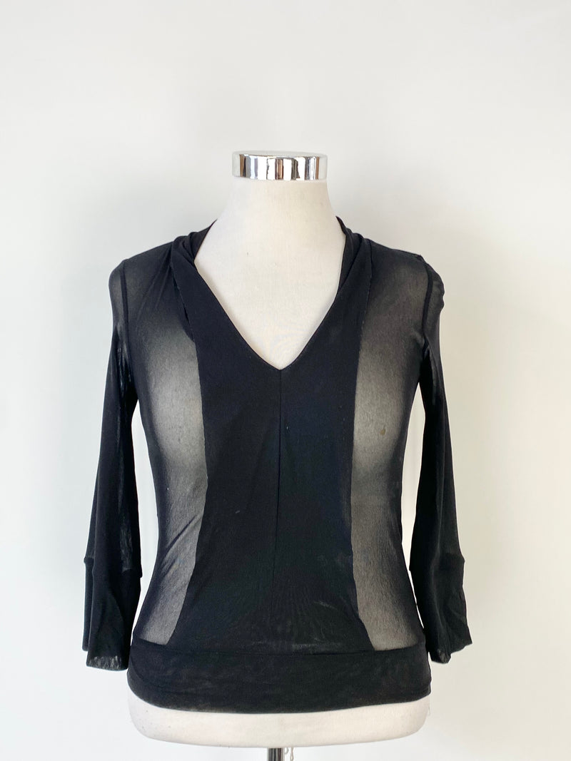 Empire Rose Sheer Black Top - AU12