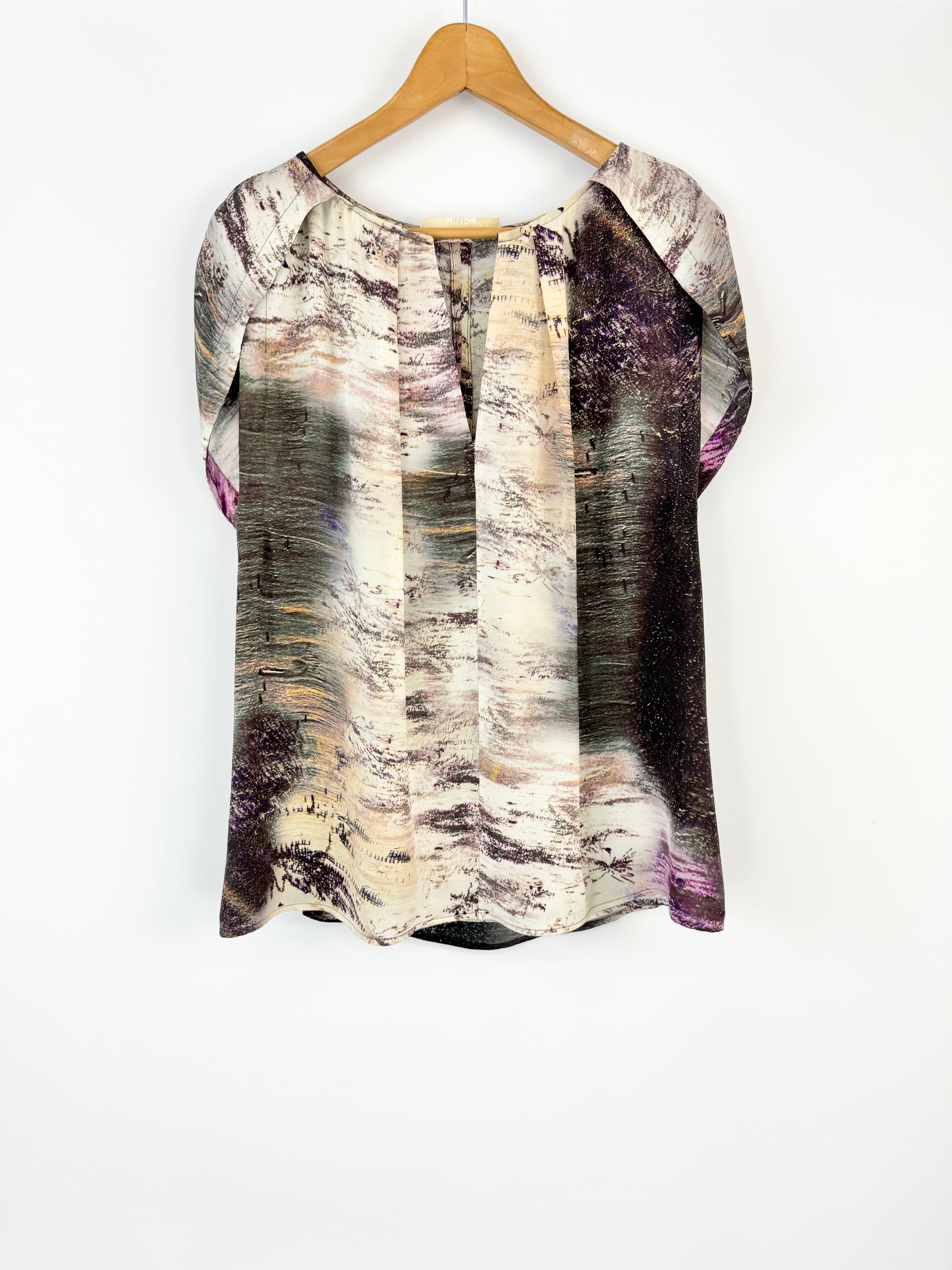 Willow Abstract Patterned Silk Blouse - AU10