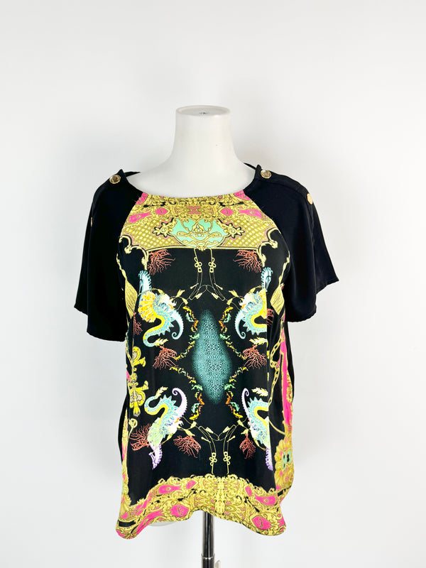 Cavalli Class Seahorse & Pattern Buttoned Top - AU10