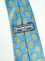 Vintage Balenciaga Blue Patterned Silk Tie