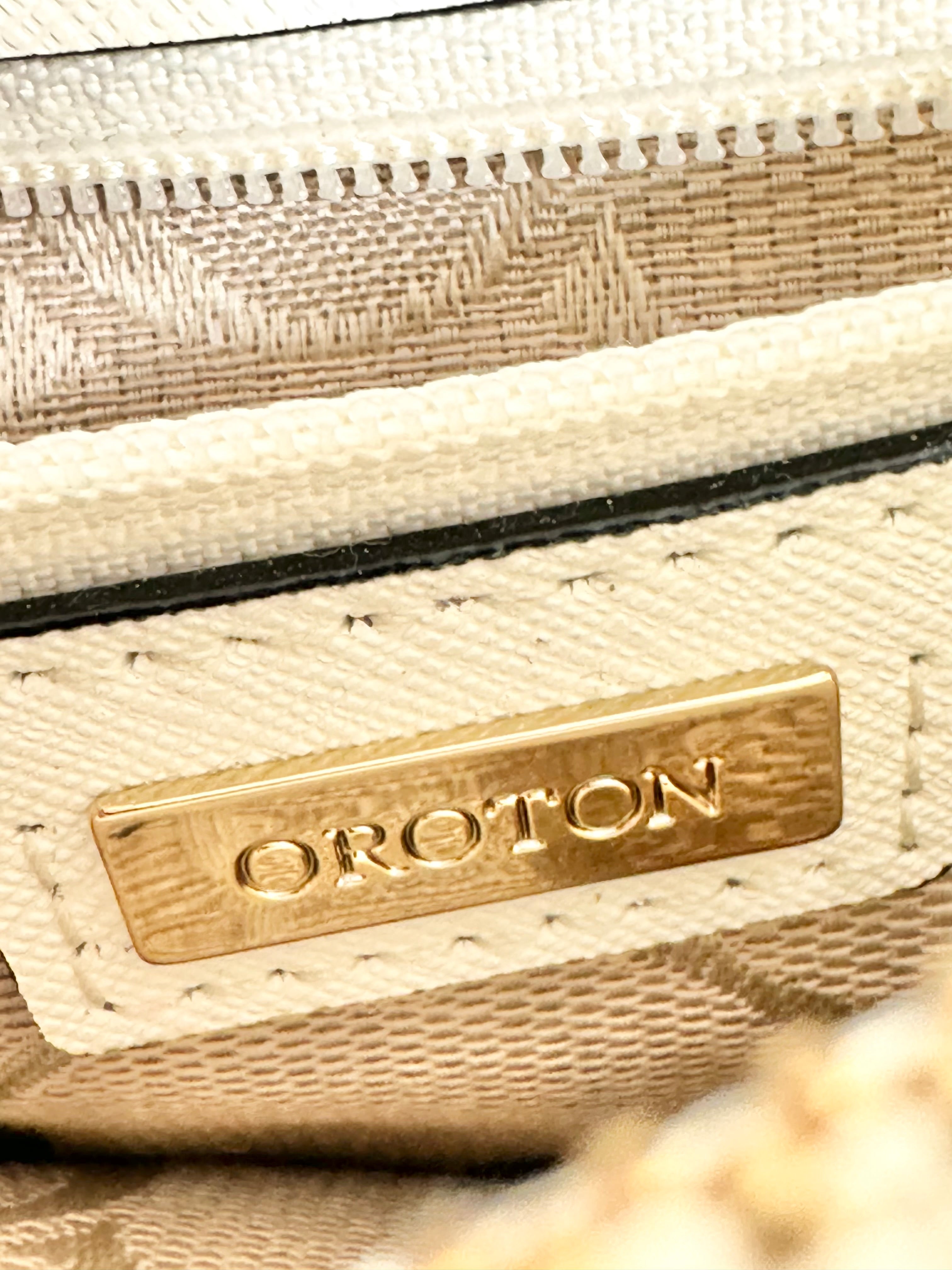 Oroton Navy Blue Cuban Chain Cross Body Bag