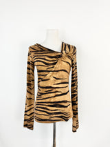 Max Mara Tiger Pattern Scoop Neck Top - AU10