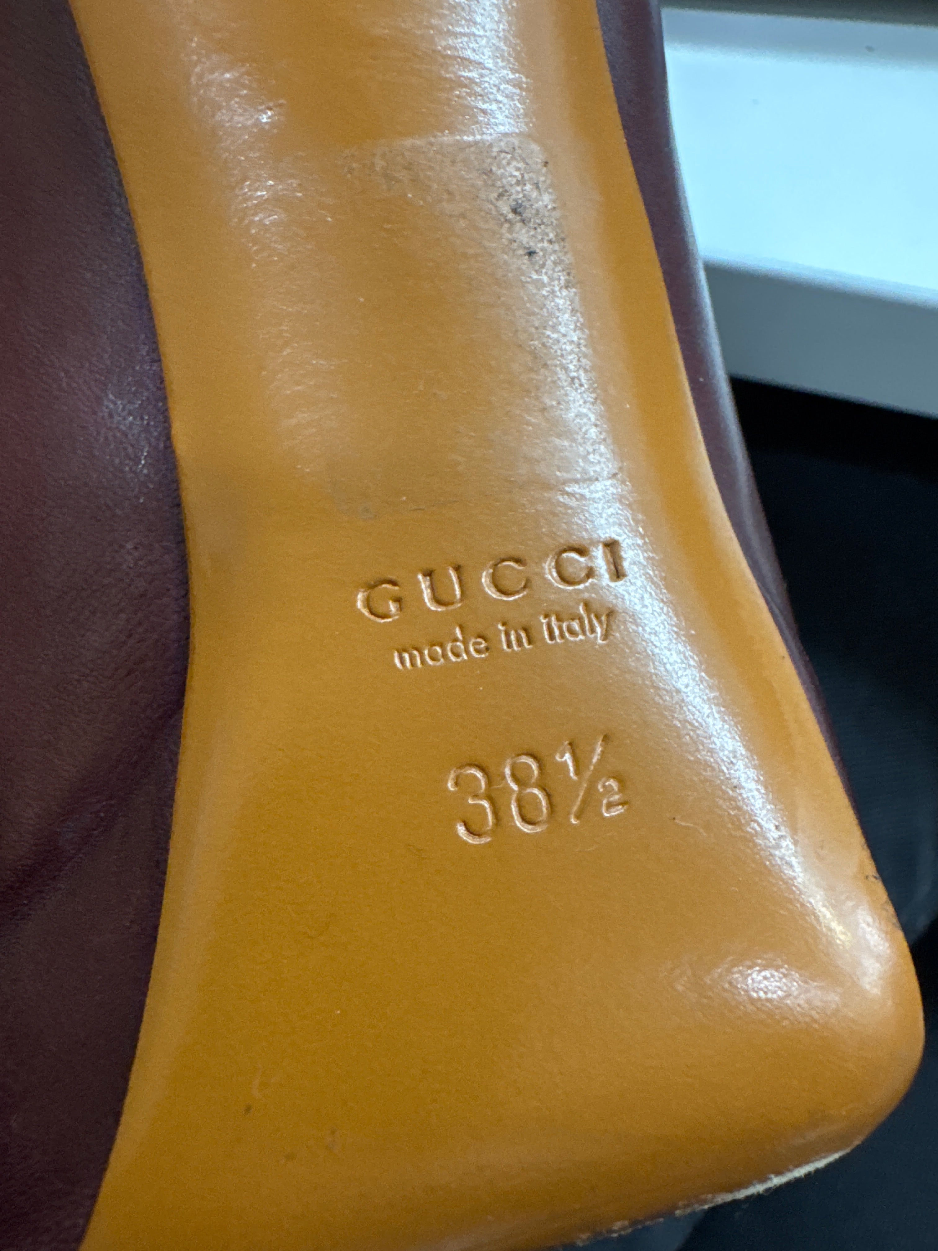 Gucci Burgundy Leather 'Betty' Lace Up Boots - EU38.5