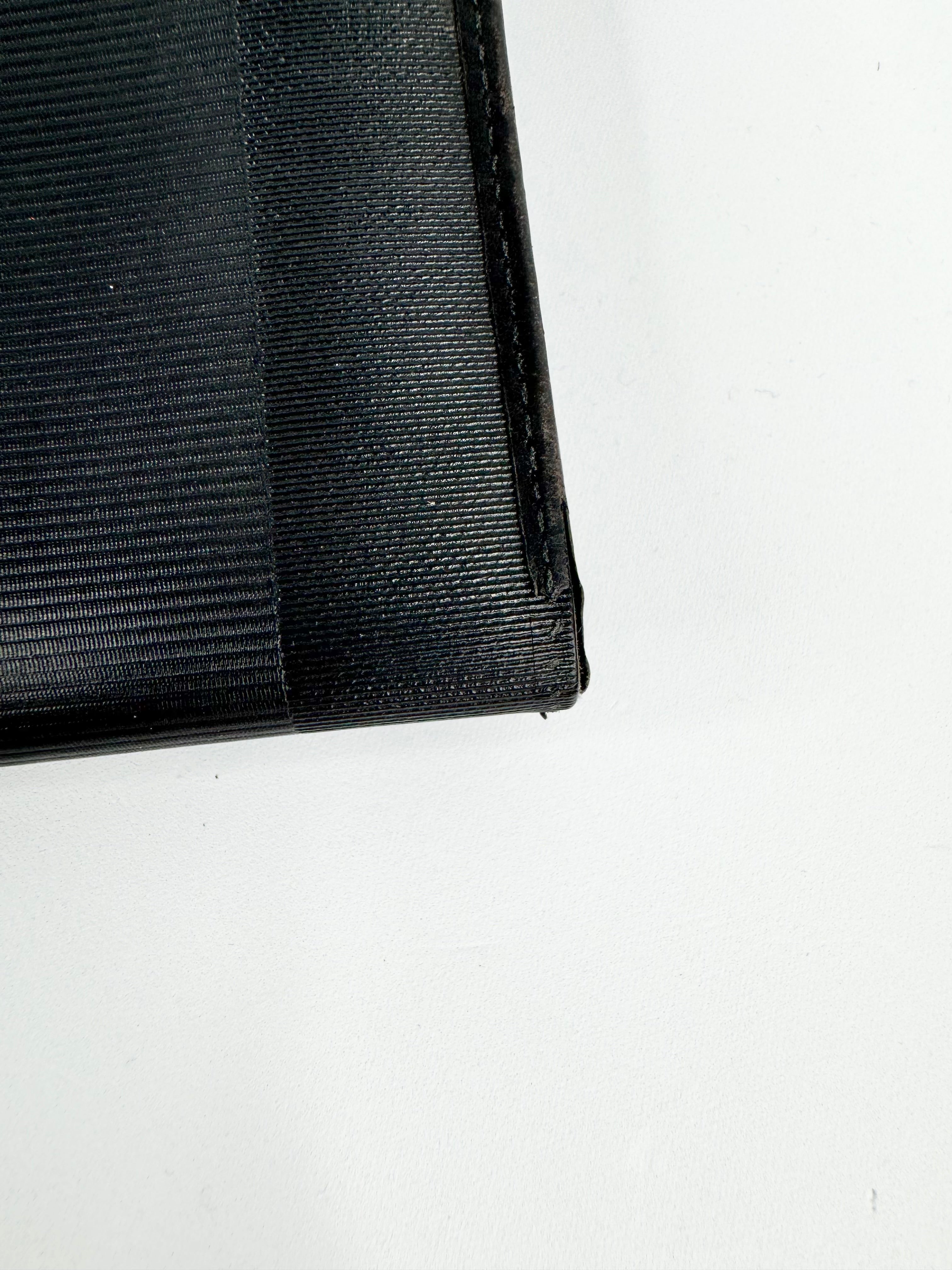 Vintage 90s Fendi Black Canvas & Leather Striped Wallet