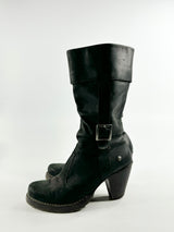 Neosens Black Buckle Heeled Calf Boots - EU40