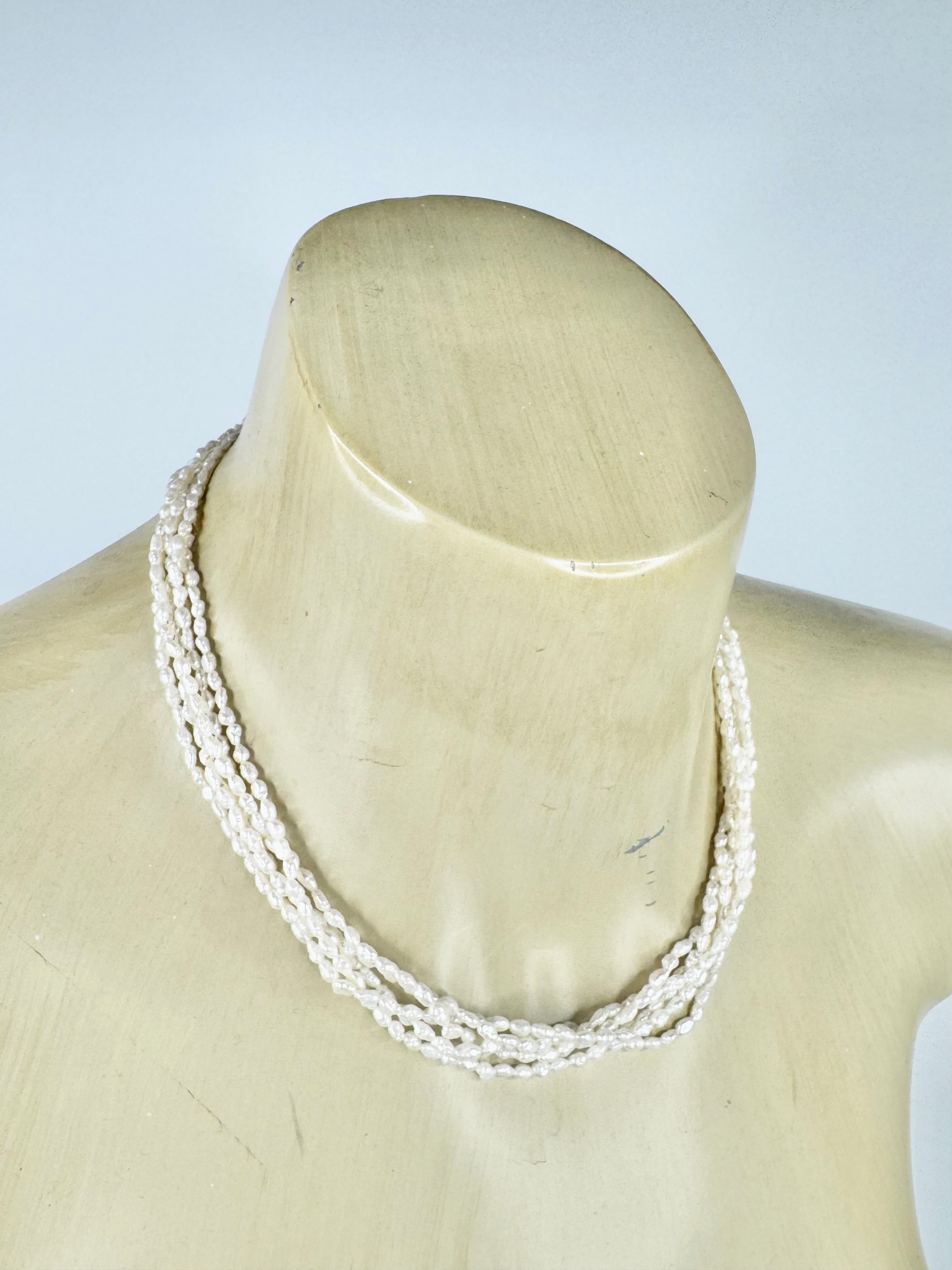 Vintage 5 Strand Freshwater Seed Pearl Necklace