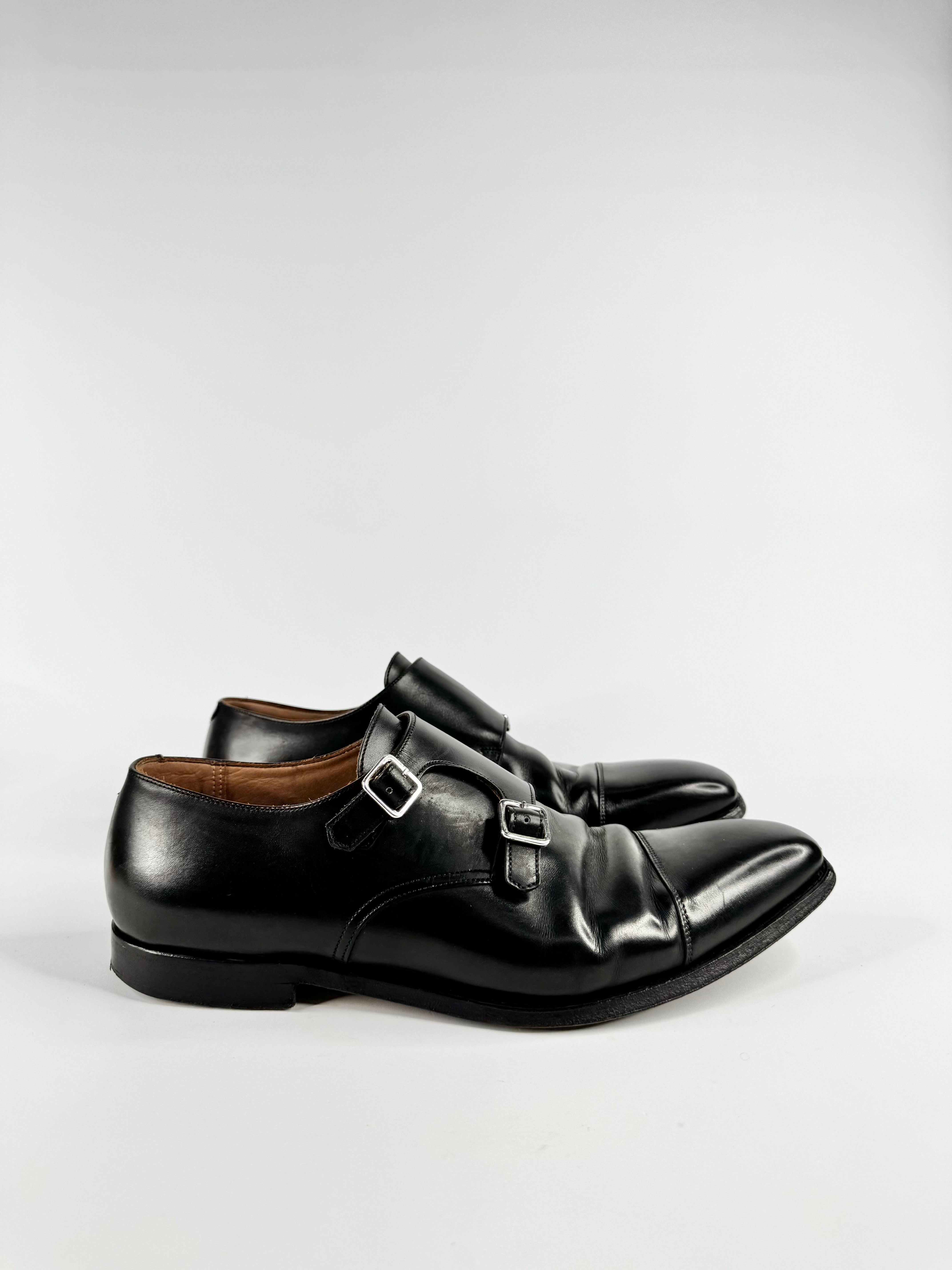 Crockett & Jones Black Monk Strap Leather Dress Shoes - EU45