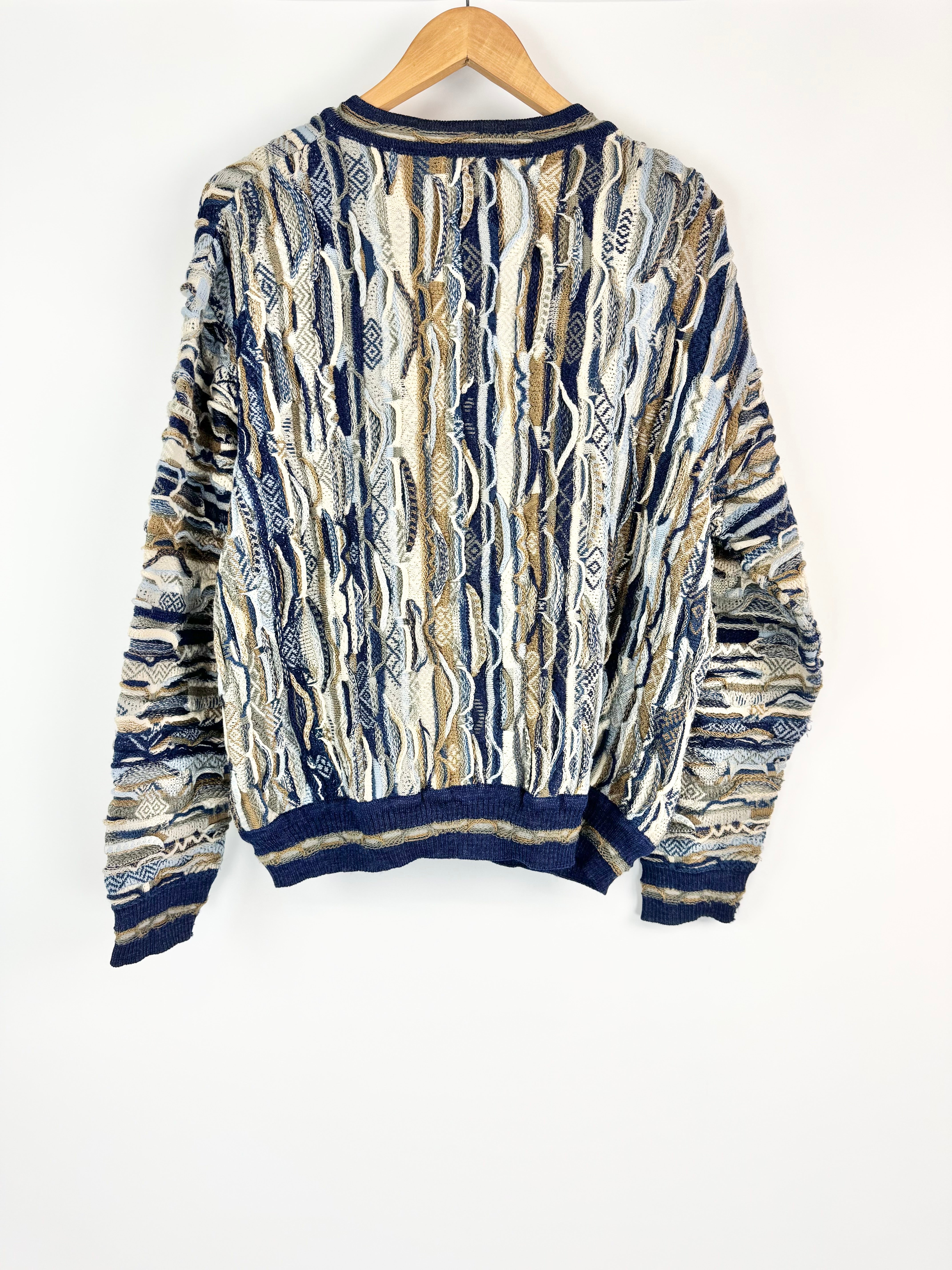 Limnos Multi-Coloured 3D Knit Wool Cardigan - M