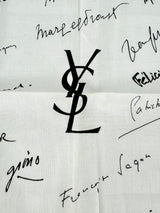 YSL White Cotton DMC Signature Handkerchief