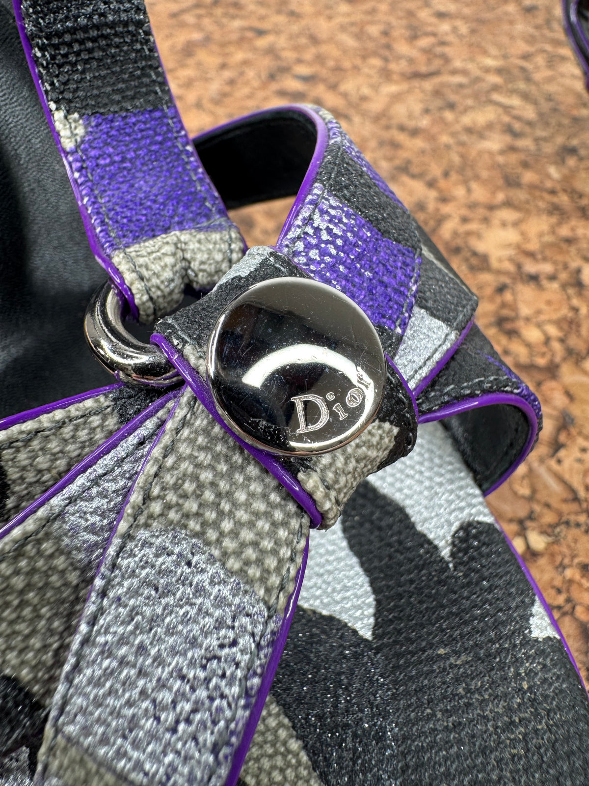 Christian Dior x Anselm Reyle Purple & Grey Strappy Platform Wedges - EU40