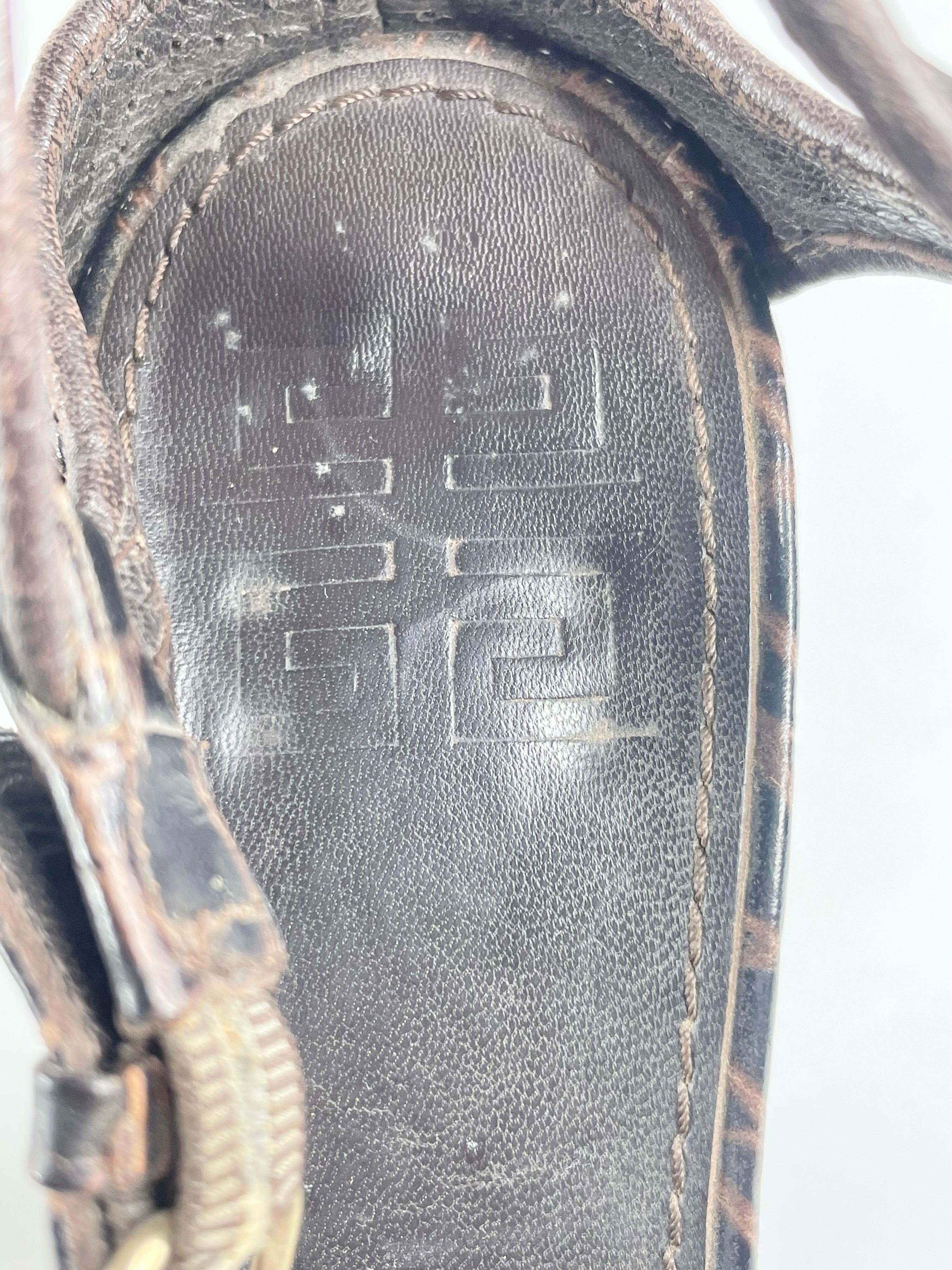 Givenchy Brown Leather Textured Cross-Strap Open Toe Sandals - EU39
