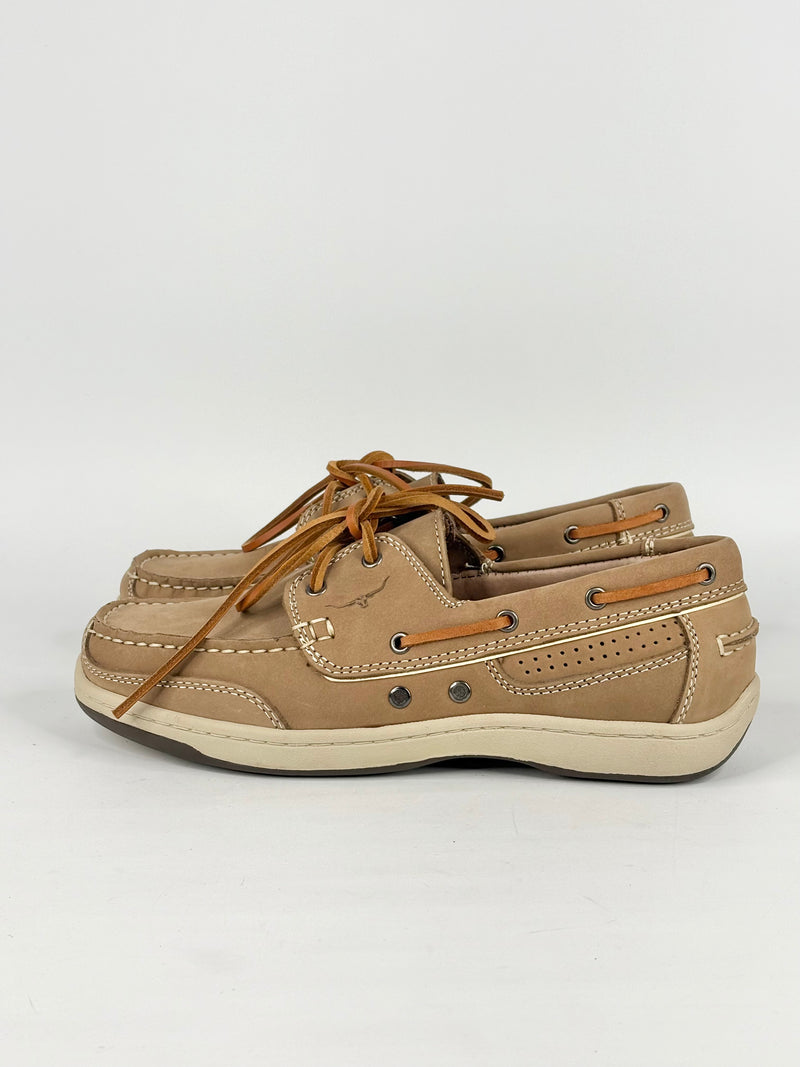 R.M. Williams Taupe Suede Boat-Style Moccasins - EU43