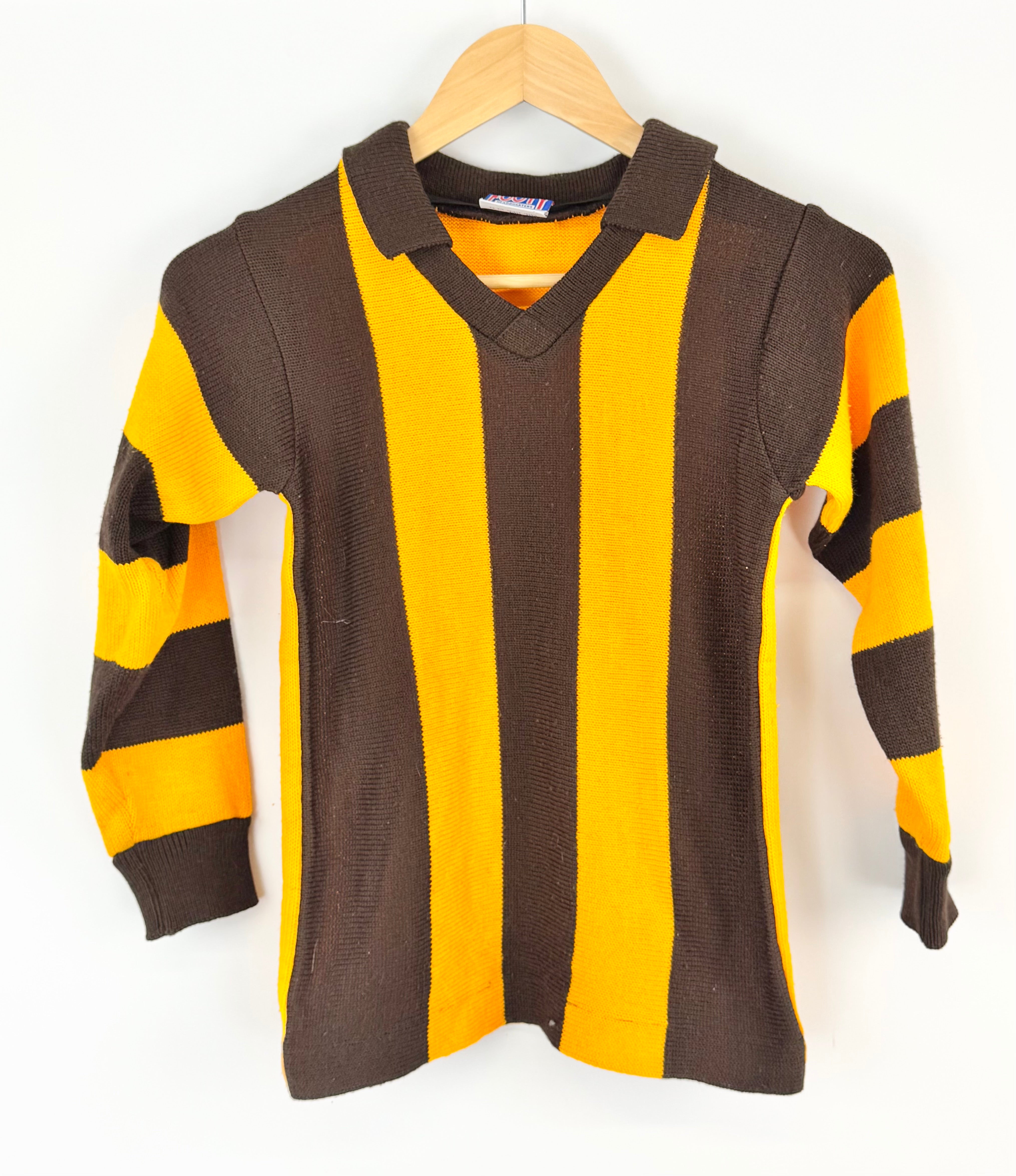 Vintage Orange & Brown Striped Rugby Sweater - S