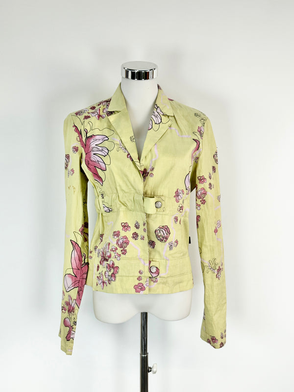 Christian Lacroix Pale Green & Pink Floral Top - AU10