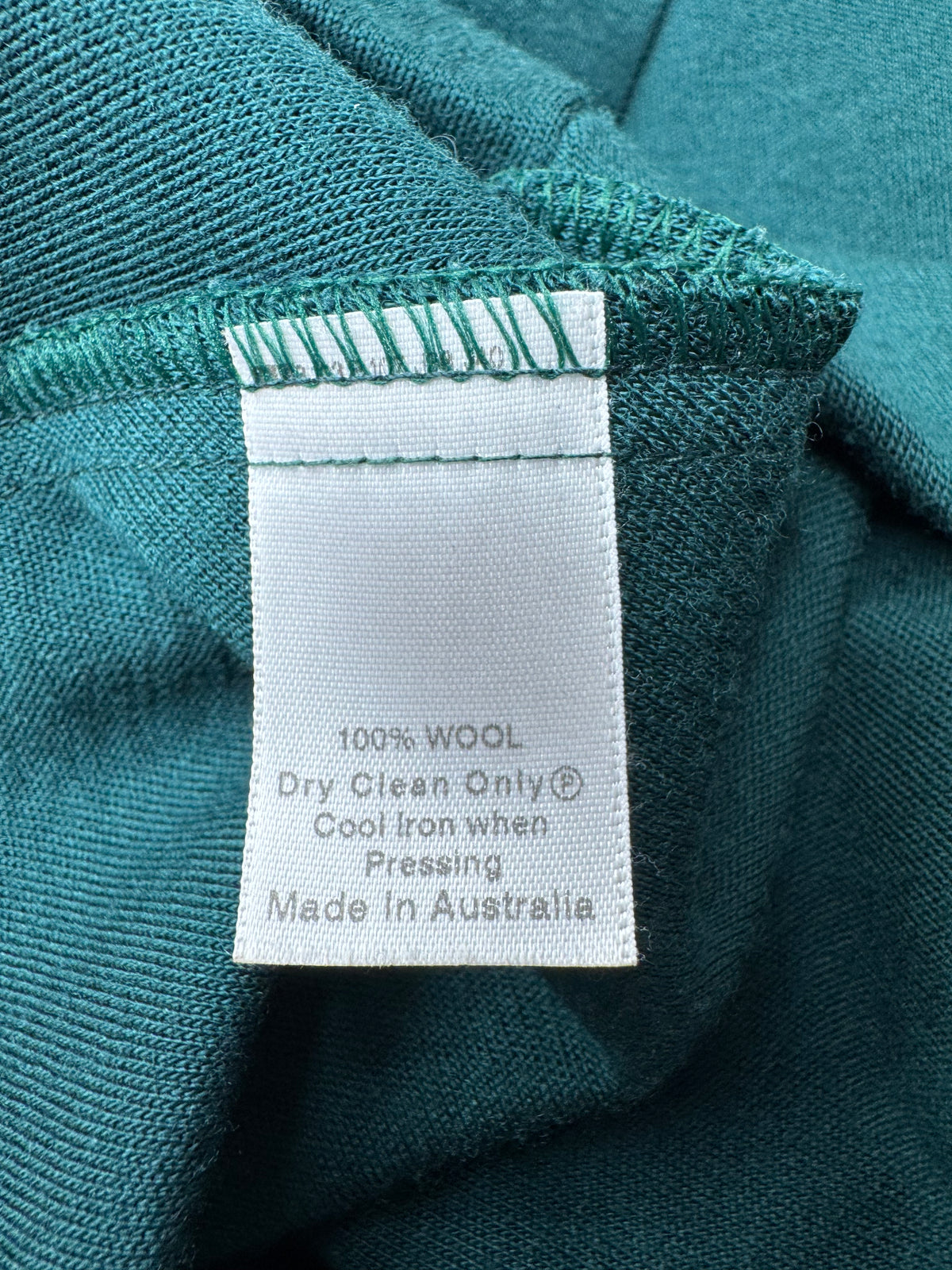Anna Thomas Forest Green Wool Gathered Tie Dress - AU10